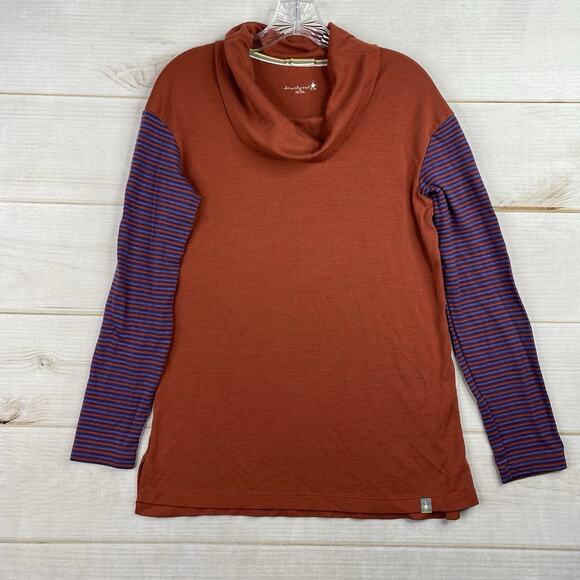 Smartwool Sweater Top Womens M Purple Brick Cowl Neck 100% Merino Wool Pullover - Picture 1 of 8